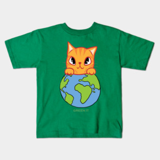 Green It! A cute cat design on shirts, hoodies, Mugs, phone and laptop covers Kids T-Shirt