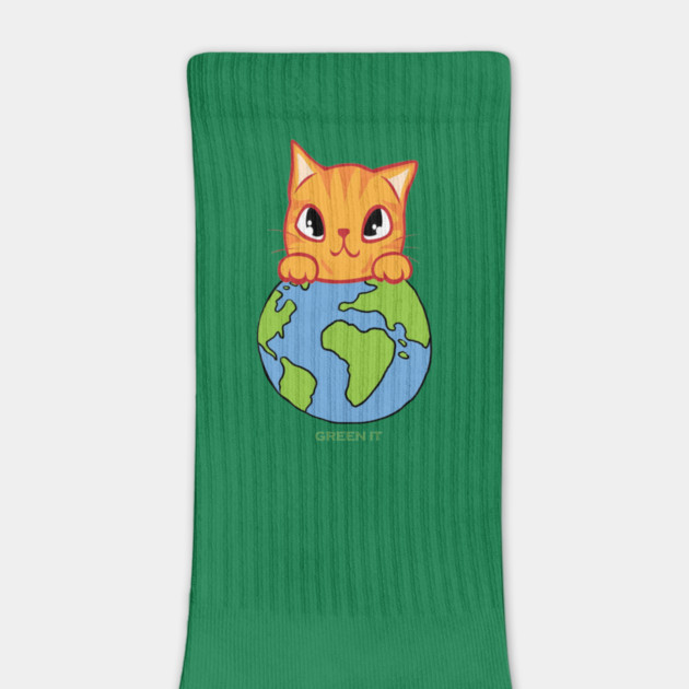 Green It! A cute cat design on shirts, hoodies, Mugs, phone and laptop covers by C.Code