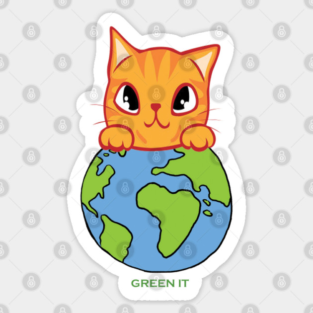 Green It! A cute cat design on shirts, hoodies, Mugs, phone and laptop covers Sticker by C.Code