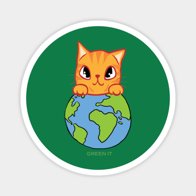 Green It! A cute cat design on shirts, hoodies, Mugs, phone and laptop covers Magnet by C.Code