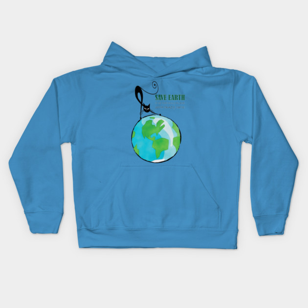 Save Earth, It's the only place with crazy cats Kids Hoodie by C.Code