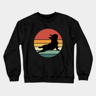 French bulldog yoga, sunset yoga frenchie silhouette Crewneck Sweatshirt
