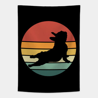French bulldog yoga, sunset yoga frenchie silhouette Tapestry