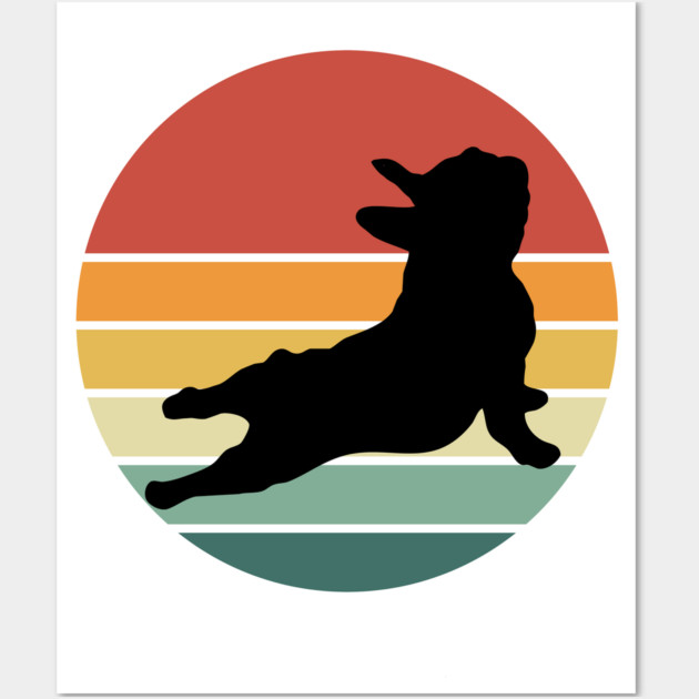 French bulldog yoga, sunset yoga frenchie silhouette Wall Art by Collagedream