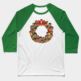 David Hasselhoff Multiface Christmas Wreath Baseball T-Shirt