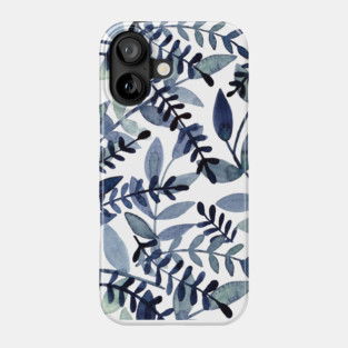 Watercolor branches - indigo Phone Case