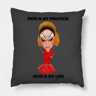 Divine Inspired Illustration Pink Flamingos Filth is My Life Pillow
