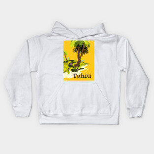 Tahiti vintage style travel poster Kids Hoodie