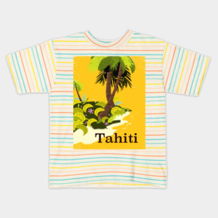 Tahiti vintage style travel poster Kids T-Shirt