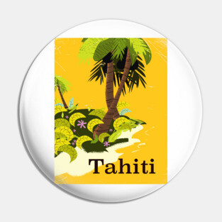 Tahiti vintage style travel poster Pin