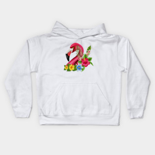 Flamingo Floral Tropical Design Kids Hoodie