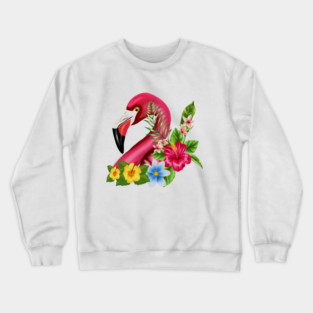 Flamingo Floral Tropical Design Crewneck Sweatshirt