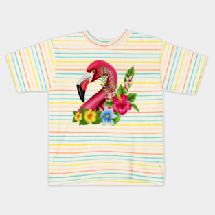 Flamingo Floral Tropical Design Kids T-Shirt