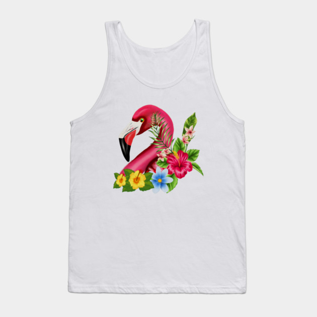 Flamingo Floral Tropical Design Tank Top by logiamerch