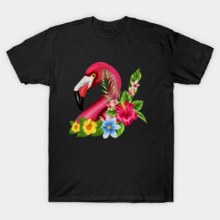 Flamingo Floral Tropical Design T-Shirt
