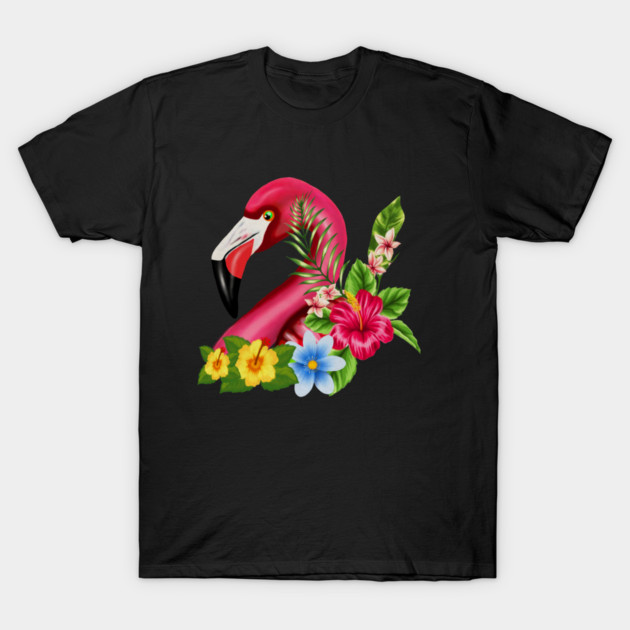 Flamingo Floral Tropical Design T-Shirt by logiamerch