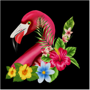 Flamingo Floral Tropical Design Posters and Art