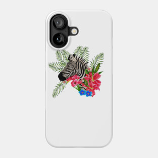 Zebra with Floral, Tropical, African Animal Phone Case