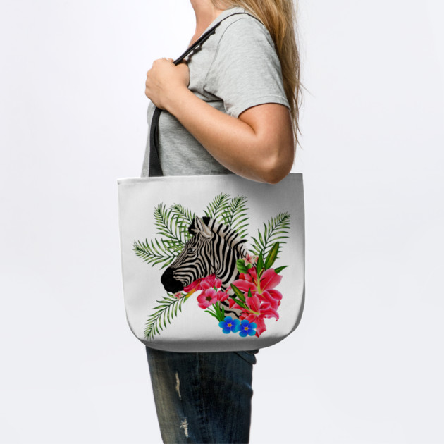 Zebra with Floral, Tropical, African Animal by logiamerch