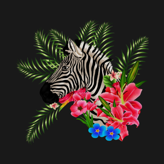 Zebra with Floral, Tropical, African Animal by logiamerch