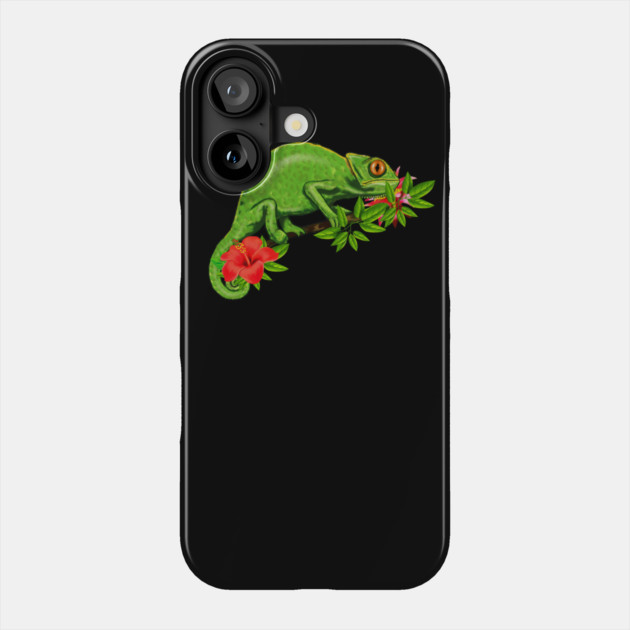 Chameleon, Floral Tropical, Reptile Phone Case by logiamerch