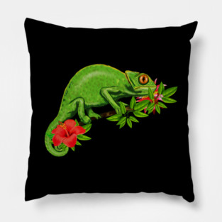 Chameleon, Floral Tropical, Reptile Pillow