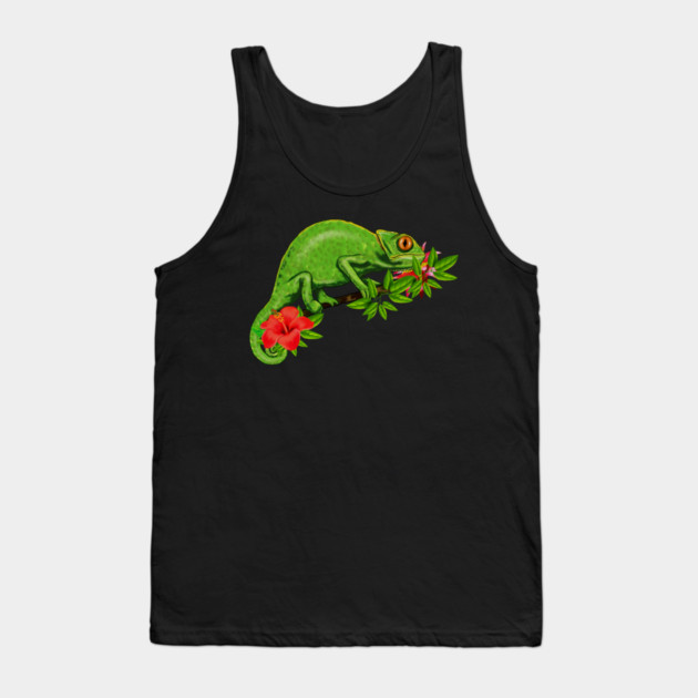 Chameleon, Floral Tropical, Reptile Tank Top by logiamerch