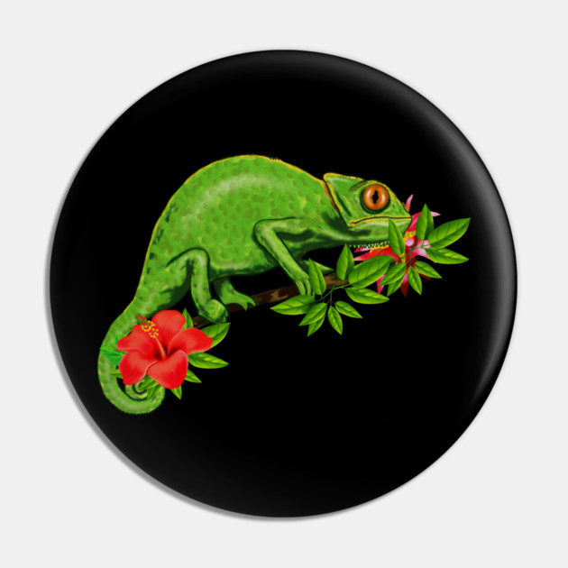 Chameleon, Floral Tropical, Reptile Pin by logiamerch
