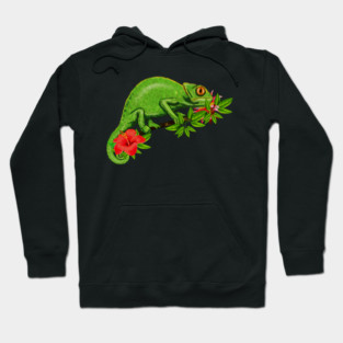 Chameleon, Floral Tropical, Reptile Hoodie