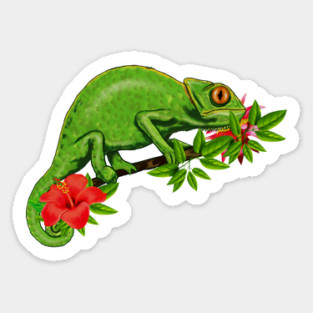 Chameleon, Floral Tropical, Reptile Sticker