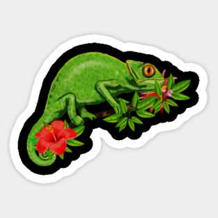 Chameleon, Floral Tropical, Reptile Magnet