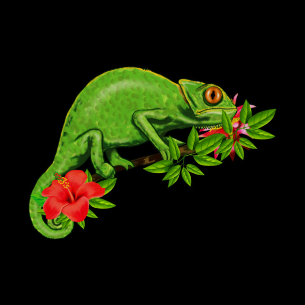 Chameleon, Floral Tropical, Reptile by logiamerch