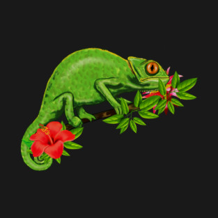 Chameleon, Floral Tropical, Reptile T-Shirt