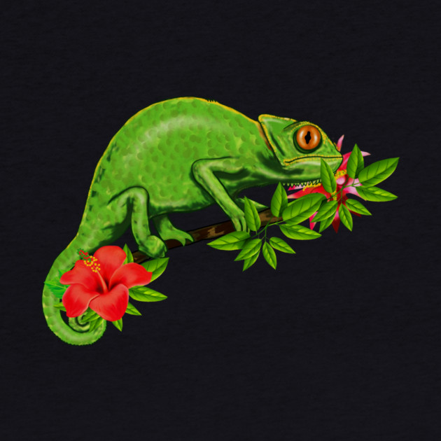 Chameleon, Floral Tropical, Reptile by logiamerch
