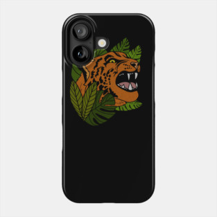 Jaguar Roaring, Tropical design, Leopard Phone Case