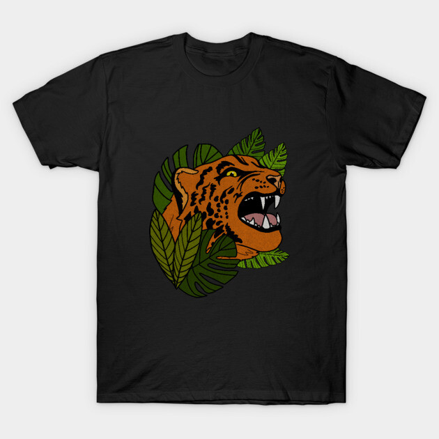 Jaguar Roaring, Tropical design, Leopard T-Shirt by logiamerch