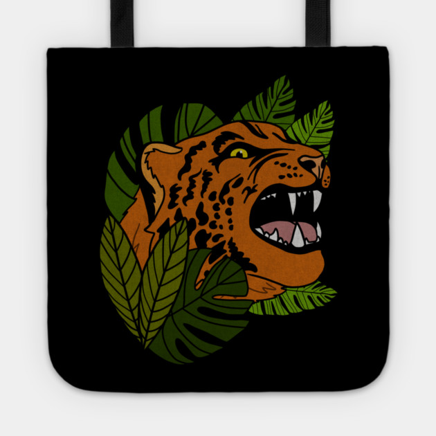 Jaguar Roaring, Tropical design, Leopard Tote by logiamerch