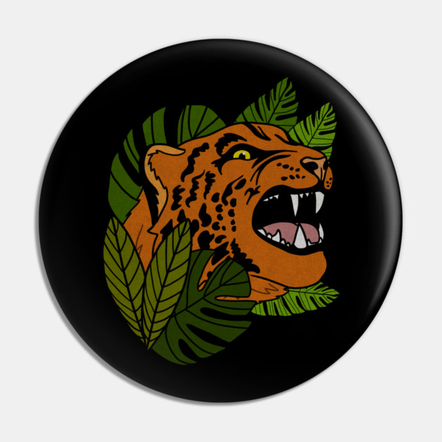 Jaguar Roaring, Tropical design, Leopard Pin by logiamerch