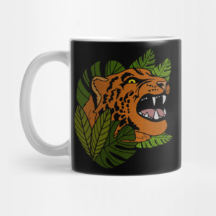 Jaguar Roaring, Tropical design, Leopard Mug