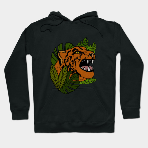 Jaguar Roaring, Tropical design, Leopard Hoodie by logiamerch