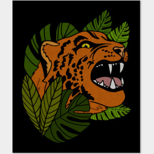 Jaguar Roaring, Tropical design, Leopard Posters and Art