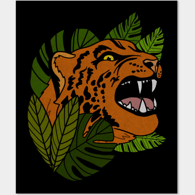 Jaguar Roaring, Tropical design, Leopard Wall Art by logiamerch