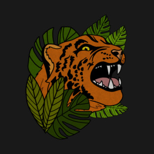 Jaguar Roaring, Tropical design, Leopard T-Shirt