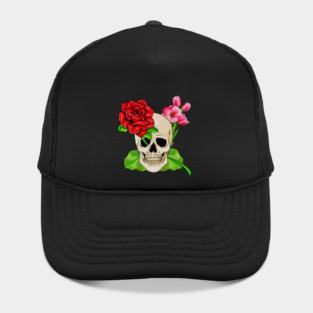 Skull, Rose Floral Tropical, Skulls Hat
