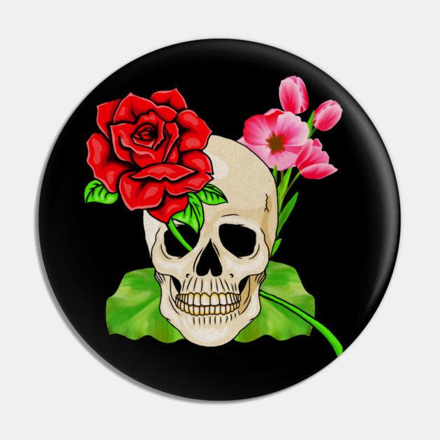 Skull, Rose Floral Tropical, Skulls Pin by logiamerch
