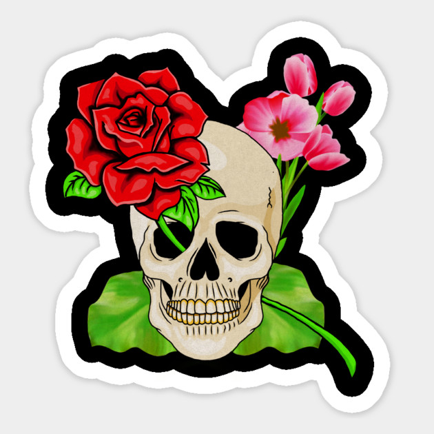 Skull, Rose Floral Tropical, Skulls Magnet by logiamerch