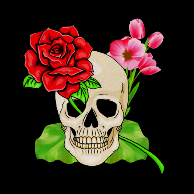 Skull, Rose Floral Tropical, Skulls by logiamerch