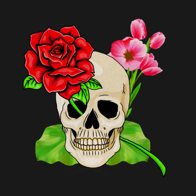 Skull, Rose Floral Tropical, Skulls by logiamerch
