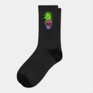 Pineapple, Skull Floral Tropical Socks