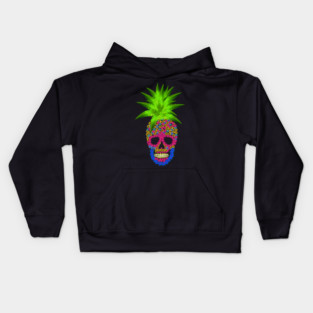 Pineapple, Skull Floral Tropical Kids Hoodie